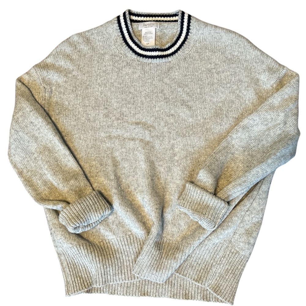 Bartolini Grey Crew Neck Sweater, Wool and Cashmere, Size S